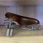 Leather seat with spring Brown