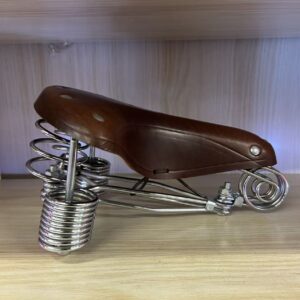 Leather seat with spring Brown