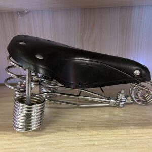 Leather seat with spring Black